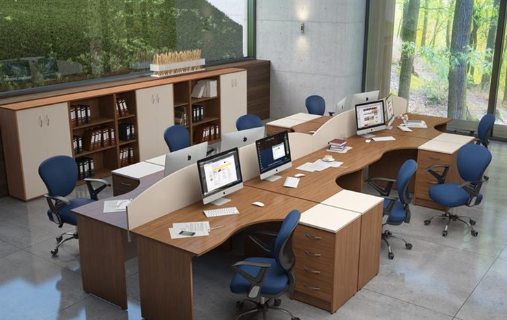 Набор мебели в офис IMAGO три стола, 2 шкафа, стеллаж, тумба в Красноярске - изображение 4